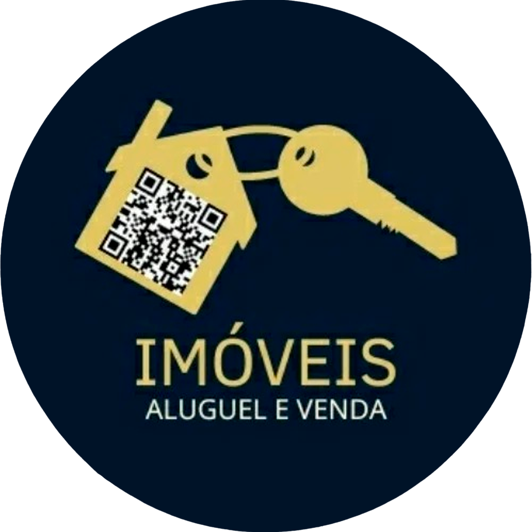 Logo imobiliária com chave e casa douradas